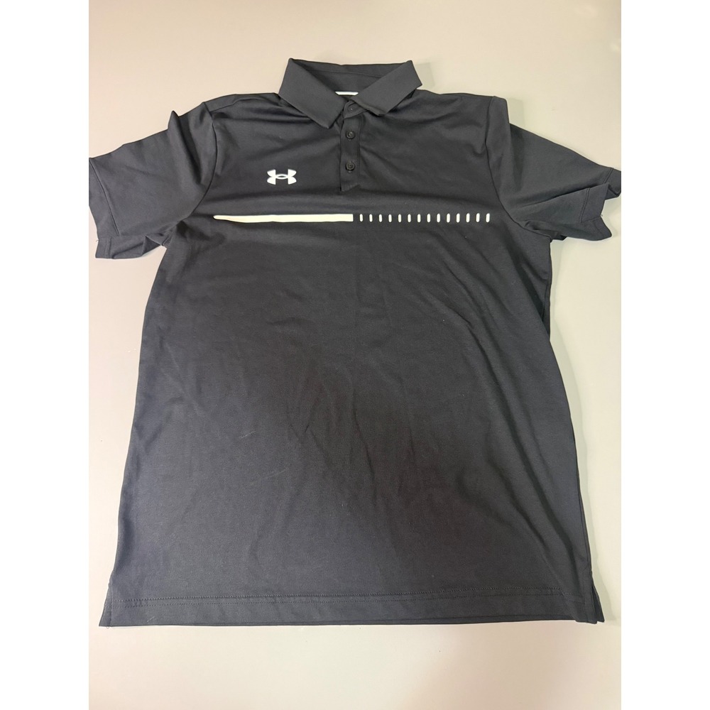 Under Armour Mens Loose Fit Performance Polo Shirt Black Graphic Size Small